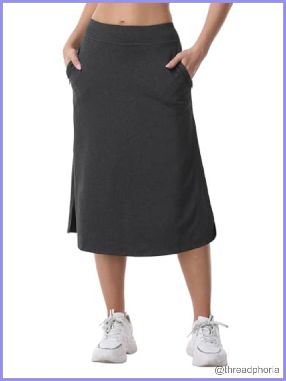 Women's 27" Midi Skort with Zipper Pockets and Built-in Shorts